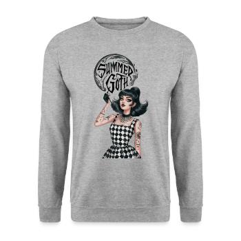 Summer Goth für Gothik Fans - Unisex Pullover - Weißgrau meliert - Vorne - Alina (178cm) & Michal (187cm)