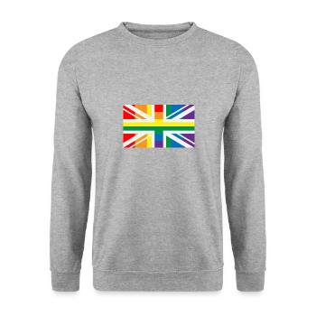 UK LGBT Rainbow Flag Pride Proud Gay Gift - Unisex Pullover - Weißgrau meliert - Vorne - Alina (178cm) & Michal (187cm)