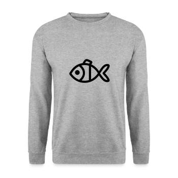 fish - Unisex Sweatshirt - salt & pepper - Front - Alina (178cm) & Michal (187cm)