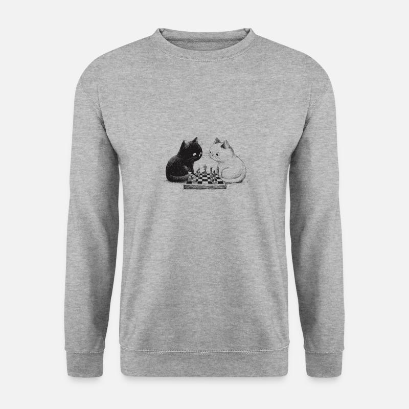 Two cats playing chess - Unisex Sweatshirt - salt & pepper