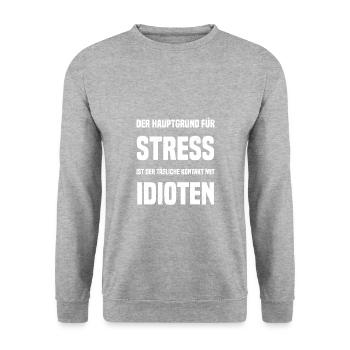 Der Hauptgrund für Stress ist der tägliche Kontakt - Unisex Pullover - Weißgrau meliert - Vorne - Alina (178cm) & Michal (187cm)
