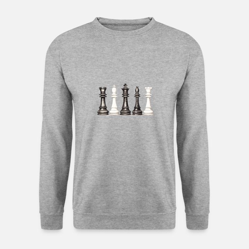 Schach - Unisex Pullover - Weißgrau meliert