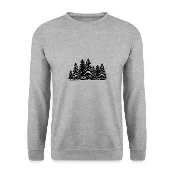 Wald Bäume - Unisex Pullover - Weißgrau meliert - Vorne - Alina (178cm) & Michal (187cm)
