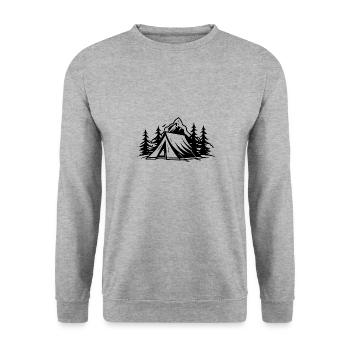 Tente de camping - Sweat-shirt Unisexe - gris chiné - Devant - Alina (178cm) & Michal (187cm)