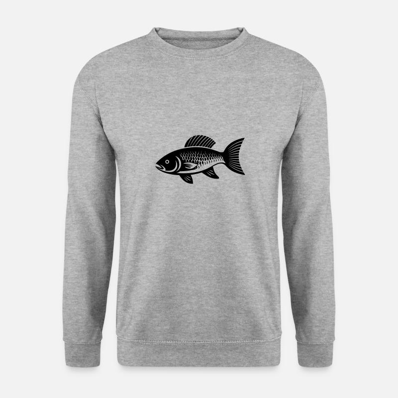 Kleiner Karpfenfisch - Unisex Pullover - Weißgrau meliert