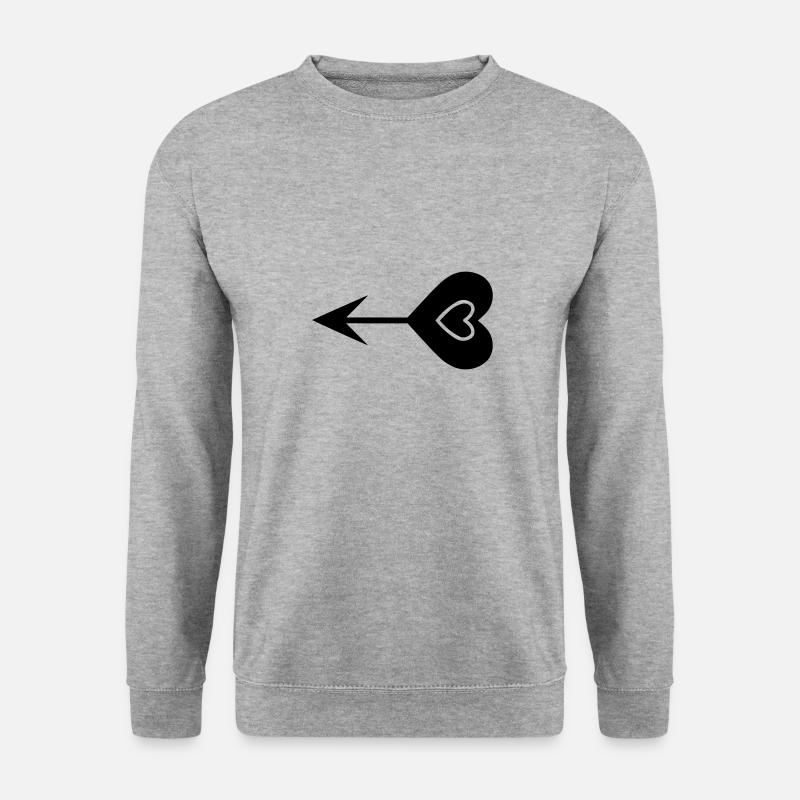 Herz-Pfeil - Unisex Pullover - Weißgrau meliert