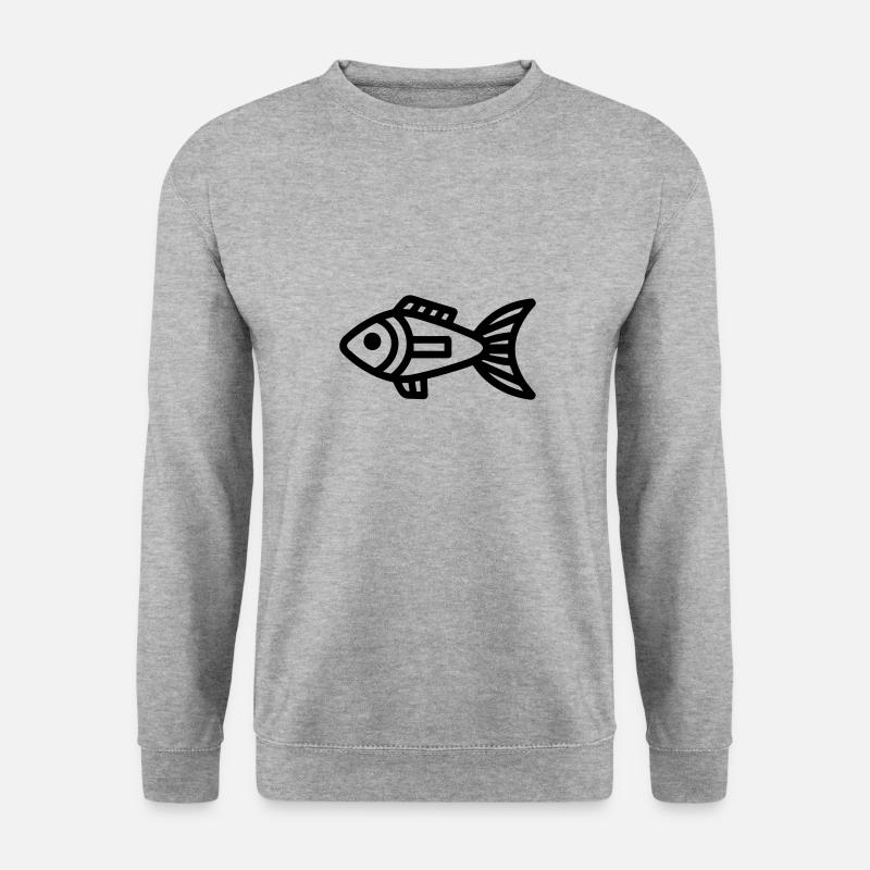 Fisch - Unisex Pullover - Weißgrau meliert
