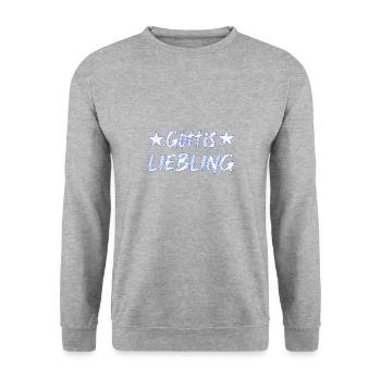 Gotti Götti Schweiz Geschenk zu Weihnachten - Unisex Pullover - Weißgrau meliert - Vorne - Alina (178cm) & Michal (187cm)