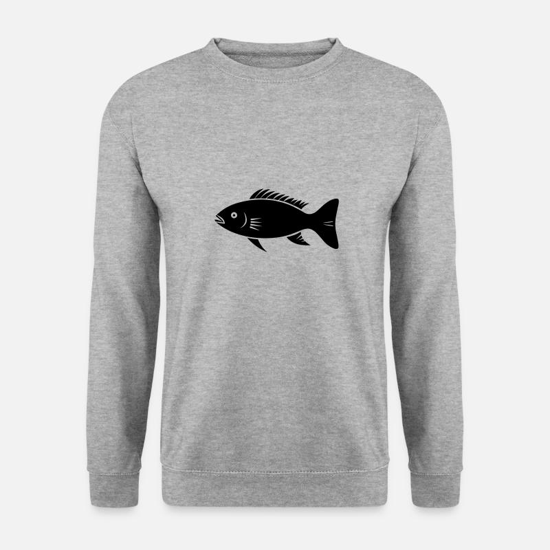 Kleiner Karpfenfisch - Unisex Pullover - Weißgrau meliert