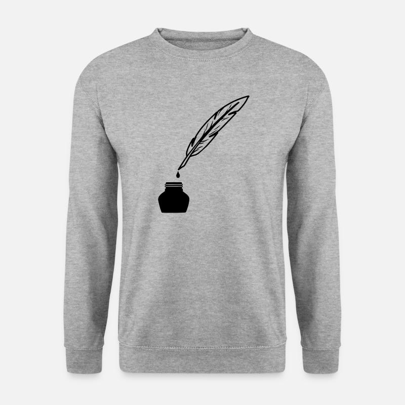 Feder als Stift zum Schreiben - Unisex Pullover - Weißgrau meliert