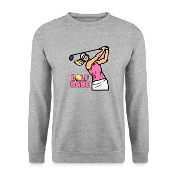 Süßes Golf Babe T-Shirt für Frauen, Golfkleidung - Unisex Pullover - Weißgrau meliert - Vorne - Alina (178cm) & Michal (187cm)