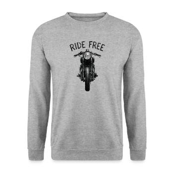 Ride Free – Retro-Biker-Motorrad - Unisex Pullover - Weißgrau meliert - Vorne - Alina (178cm) & Michal (187cm)