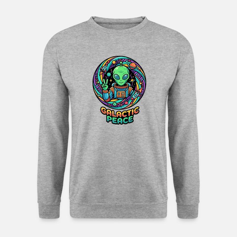 Galaktischer Friedensgruß Alien Peace Zeichen - Unisex Pullover - Weißgrau meliert