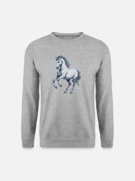 Pferd - Unisex Pullover - Weißgrau meliert