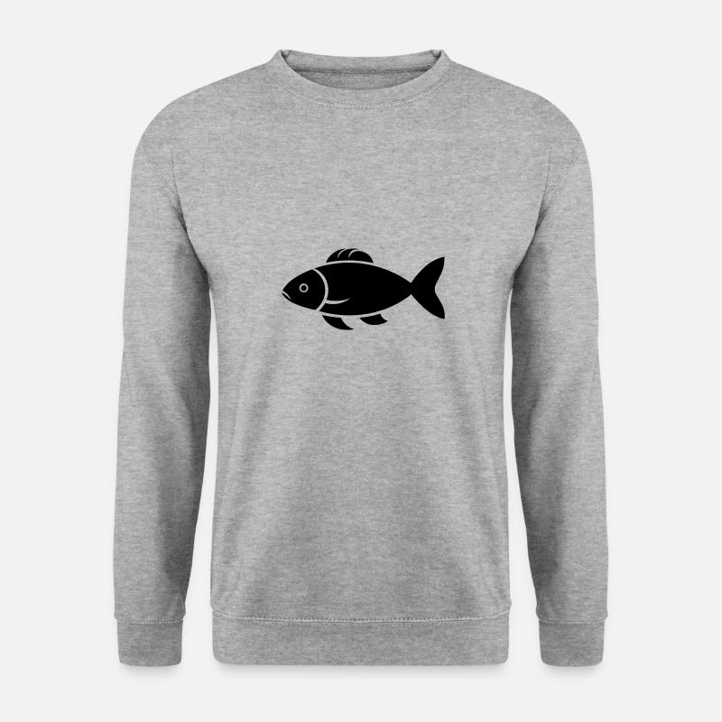 Kleiner Karpfenfisch - Unisex Pullover - Weißgrau meliert