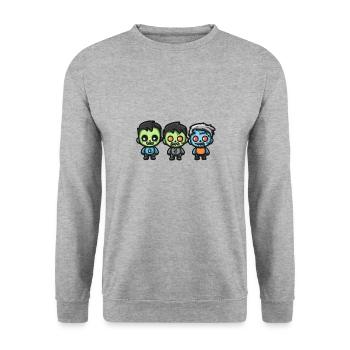 Zombies Halloween Niedlich Comic - Unisex Pullover - Weißgrau meliert - Vorne - Alina (178cm) & Michal (187cm)
