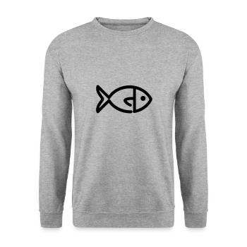 Fish - Unisex Sweatshirt - salt & pepper - Front - Alina (178cm) & Michal (187cm)