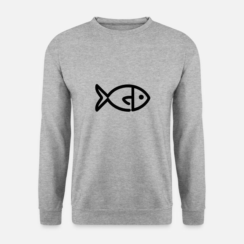 Fisch - Unisex Pullover - Weißgrau meliert