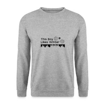 Un garçon aime les journées d'hiver agréables, la - Sweat-shirt Unisexe - gris chiné - Devant - Alina (178cm) & Michal (187cm)