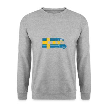 Schweden Wohnmobil Natur Urlaub Tour Geschenk - Unisex Pullover - Weißgrau meliert - Vorne - Alina (178cm) & Michal (187cm)