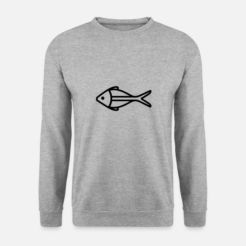 Fisch - Unisex Pullover - Weißgrau meliert
