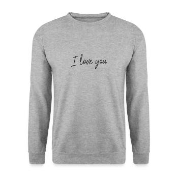 Je t'aime idée cadeau - Sweat-shirt Unisexe - gris chiné - Devant - Alina (178cm) & Michal (187cm)