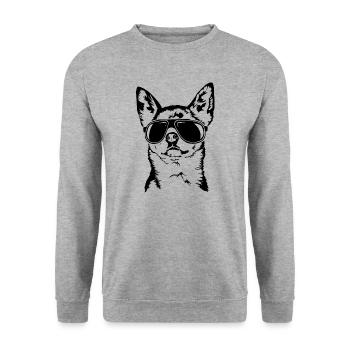 Chihuahua cool avec lunettes de soleil chiens Wilsigns - Sweat-shirt Unisexe - gris chiné - Devant - Alina (178cm) & Michal (187cm)