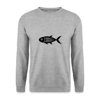 fish - Unisex Sweatshirt - salt & pepper - Front - Alina (178cm) & Michal (187cm)
