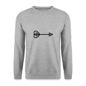 Herz-Pfeil - Unisex Pullover - Weißgrau meliert - Vorne - Alina (178cm) & Michal (187cm)