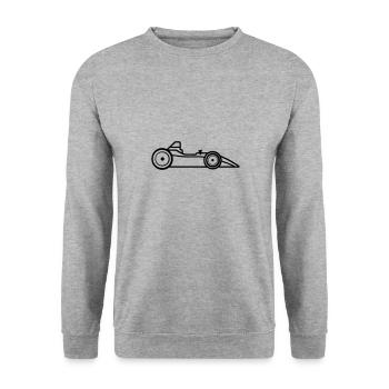F1-Rennwagen - Unisex Pullover - Weißgrau meliert - Vorne - Alina (178cm) & Michal (187cm)