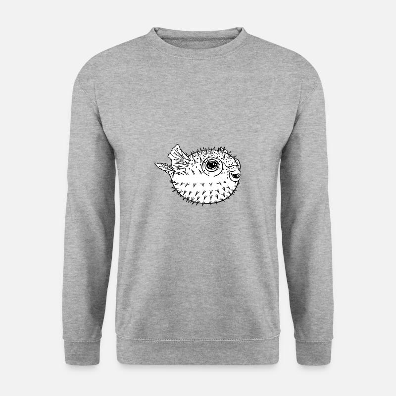 Kugelfisch - Unisex Pullover - Weißgrau meliert