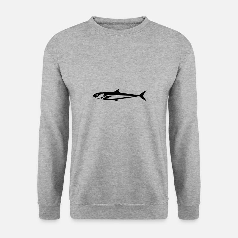 Fisch - Unisex Pullover - Weißgrau meliert