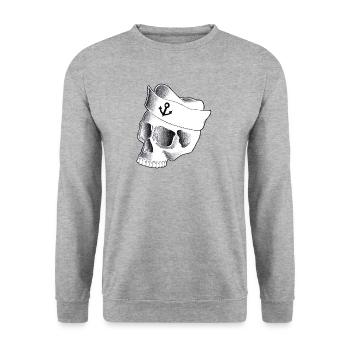 Schädel Sailor - Unisex Pullover - Weißgrau meliert - Vorne - Alina (178cm) & Michal (187cm)