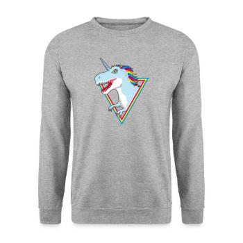 Unicorn Tyrannosaurus / T-Rex / Unicornosaurus Rex - Unisex Sweatshirt - salt & pepper - Front - Alina (178cm) & Michal (187cm)