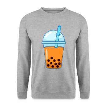 Une boisson japonaise au thé boba : le thé à bulles d’orange - Sweat-shirt Unisexe - gris chiné - Devant - Alina (178cm) & Michal (187cm)
