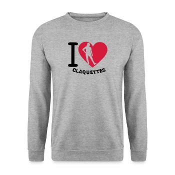 love claquettes i coeur 2 - Sweat-shirt Unisexe - gris chiné - Devant - Alina (178cm) & Michal (187cm)