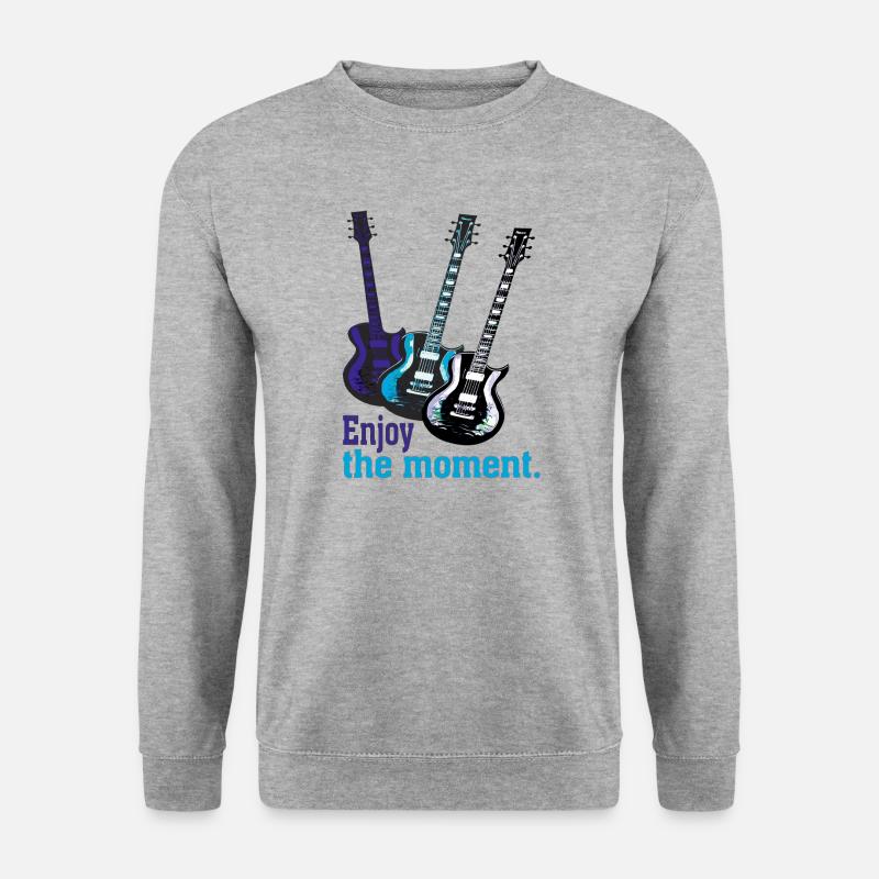 E-Gitarren mit Spruch Enjoy the moment. - Unisex Pullover - Weißgrau meliert