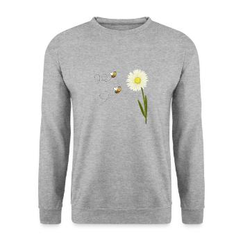 Zwei kleine und niedliche Bienen - Unisex Pullover - Weißgrau meliert - Vorne - Alina (178cm) & Michal (187cm)