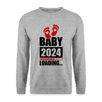 Baby 2024 Loading - Unisex Pullover - Weißgrau meliert - Vorne - Alina (178cm) & Michal (187cm)