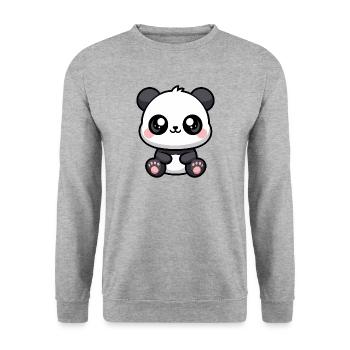 Niedlicher Panda Tierliebhaber - Unisex Pullover - Weißgrau meliert - Vorne - Alina (178cm) & Michal (187cm)