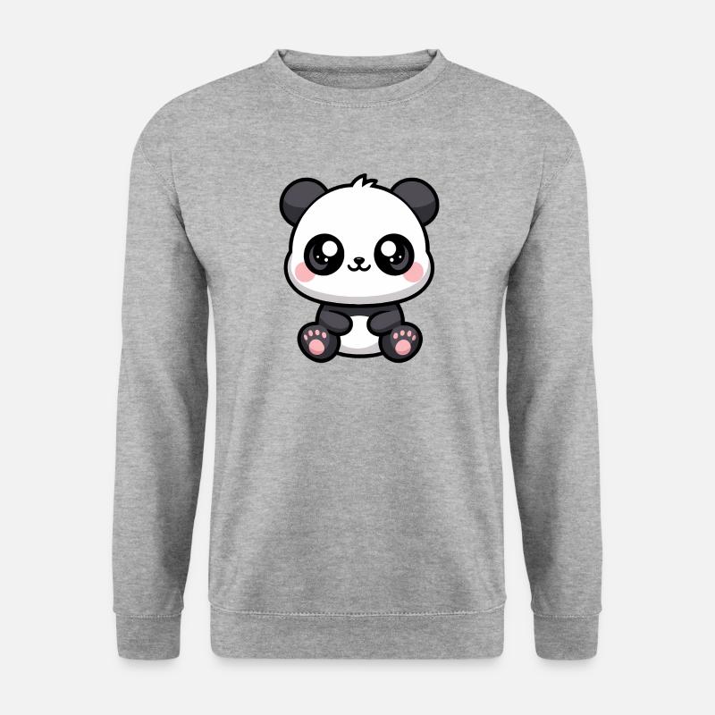 Niedlicher Panda Tierliebhaber - Unisex Pullover - Weißgrau meliert