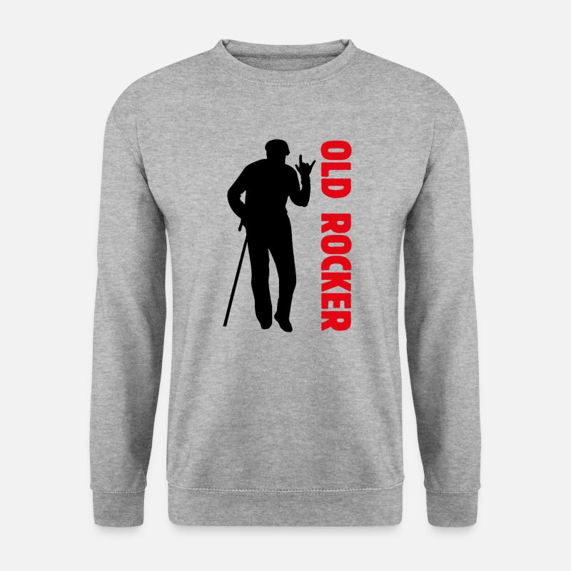 Old Rocker! Alt-Rocker, Rock 'n' Roll - Unisex Pullover - Weißgrau meliert