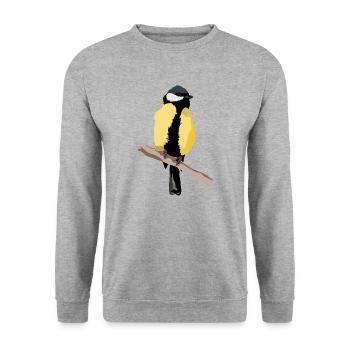 Kohlmeise - Unisex Pullover - Weißgrau meliert - Vorne - Alina (178cm) & Michal (187cm)