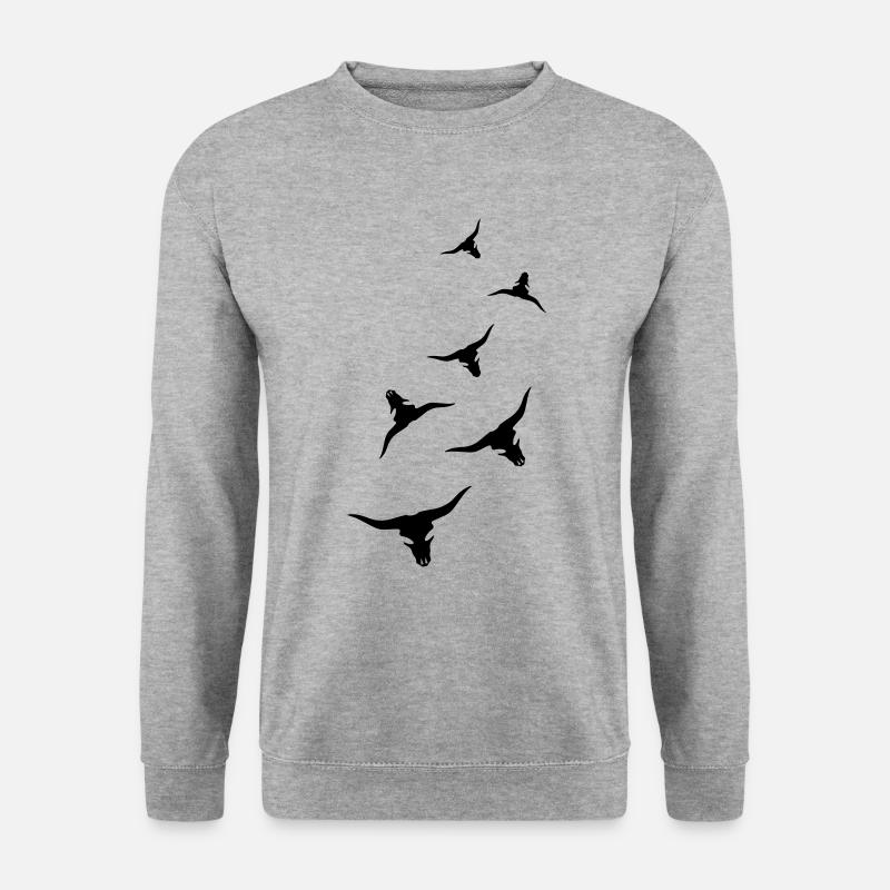 Bulle Totenkopf Kuh - Unisex Pullover - Weißgrau meliert