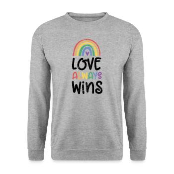 L’AMOUR GAGNE TOUJOURS LE CADEAU DE CHEMISE D’AMOUR ARC-EN-CIEL - Sweat-shirt Unisexe - gris chiné - Devant - Alina (178cm) & Michal (187cm)
