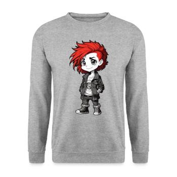 Jolie fille punk aux cheveux roux - Sweat-shirt Unisexe - gris chiné - Devant - Alina (178cm) & Michal (187cm)