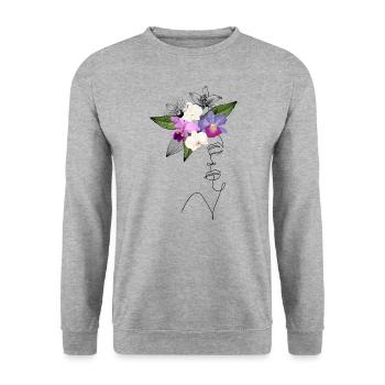 Lady Orchidee - Unisex Pullover - Weißgrau meliert - Vorne - Alina (178cm) & Michal (187cm)