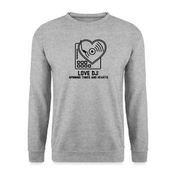 Love DJ: Spin Tunes and Hearts - Unisex Sweatshirt - salt & pepper - Front - Alina (178cm) & Michal (187cm)