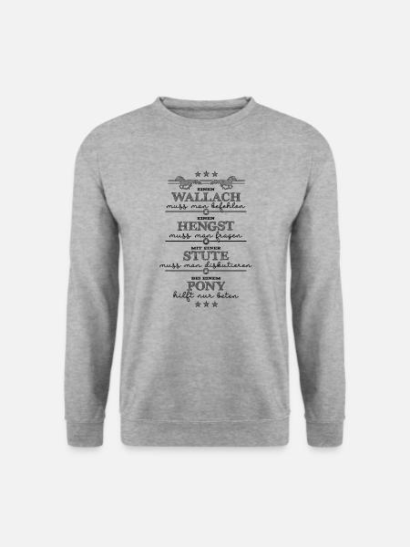 Pferdekunde für Anfänger - schwarz - Unisex Pullover - Weißgrau meliert