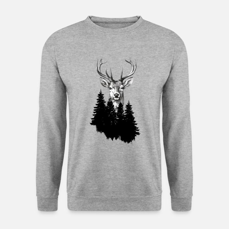 Jäger Bergsteiger Wanderer Hirsch - Unisex Pullover - Weißgrau meliert